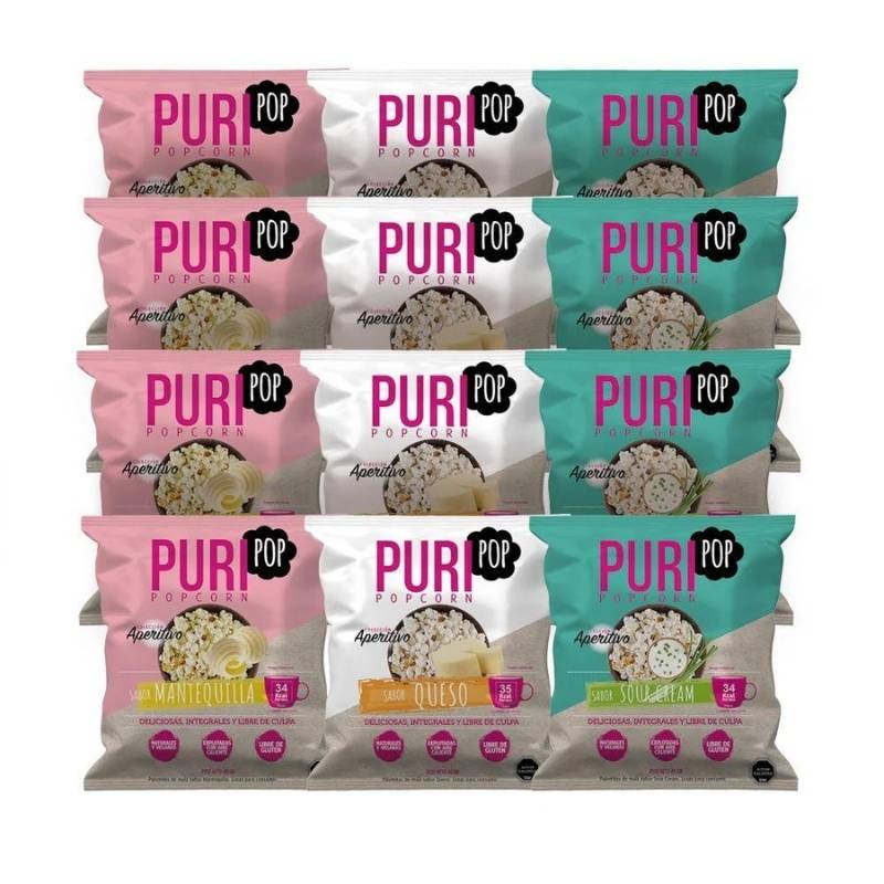 Pack 12 Puripop Salado Mix Puripop 40 Gr - PURIPOP - Aldea Nativa