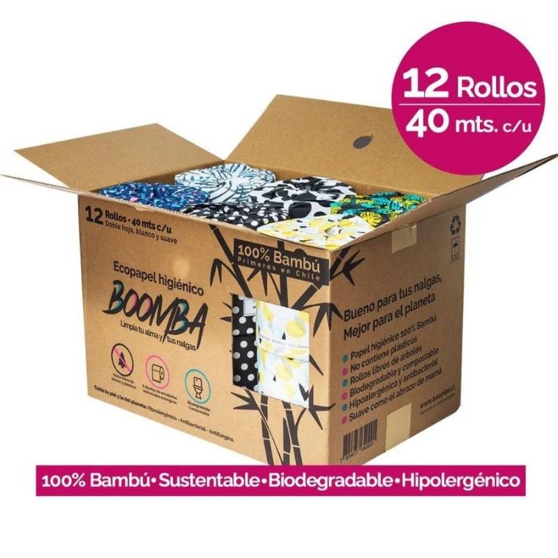 Pack 12 Rollos Eco Papel Higienico Boomba - BOOMBA - Aldea Nativa