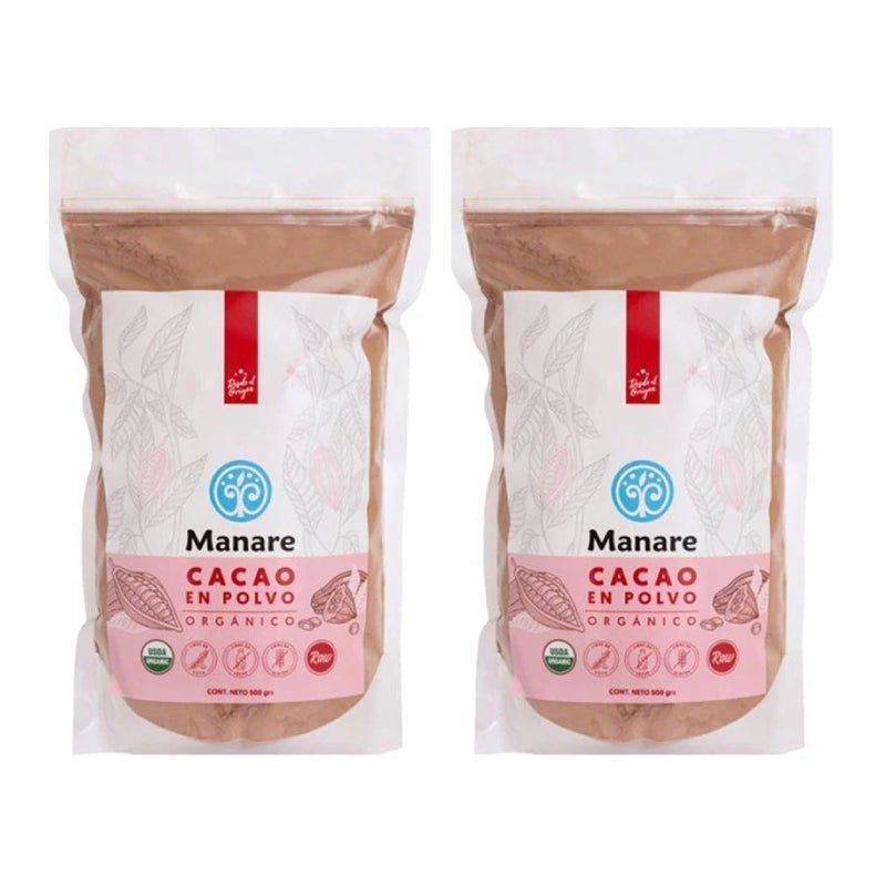 Pack 2 Cacao polvo org Raw 500 gr Manare - MANARE - Aldea Nativa