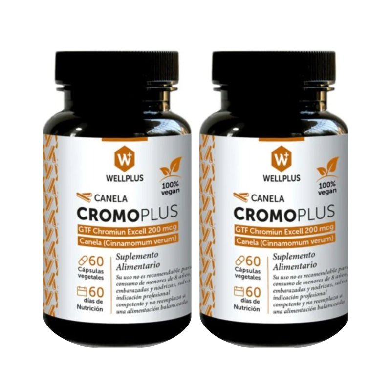 Pack 2 Cromo plus 60 capsulas 46 gr Wellplus - WELLPLUS - Aldea Nativa
