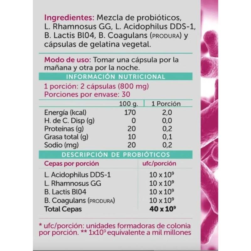 Pack 2 Probiotico 40B Wellplus 60 Cap - WELLPLUS - Aldea Nativa