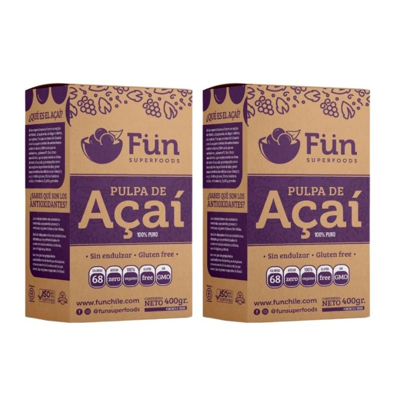 Pack 2 pulpa Acai 100% puro 400 gr Fun Superfoods - FUN SUPERFOODS - Aldea Nativa