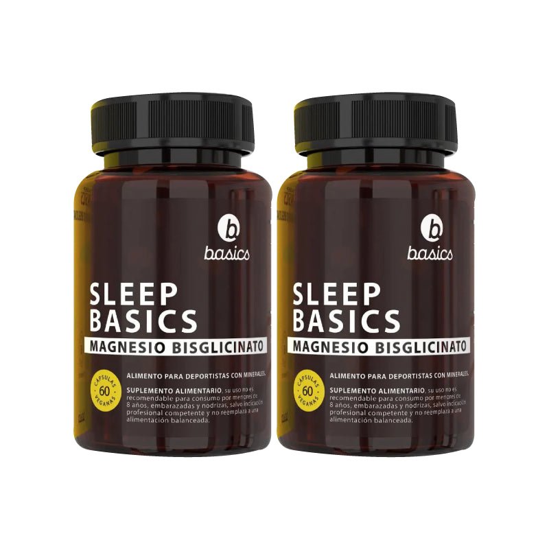 Pack 2 Sleep Basics Magnesio Bisglicinato 60 cap Basic Nutrition - BASICS NUTRITION - Aldea Nativa