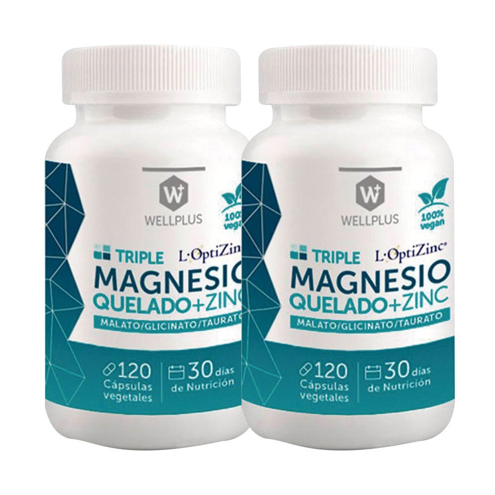 Pack 2 Triple Magnesio Quelado + Zinc Wellplus 120 Cápsulas – Aldea Nativa