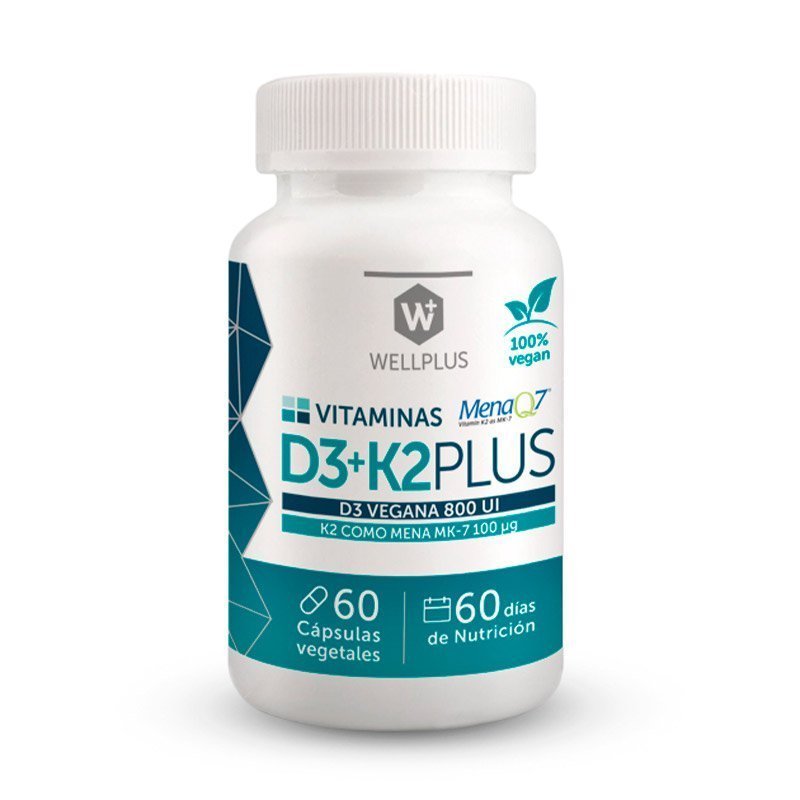 Pack 2 Vitamina D3+K2 Wellplus 60 Cap - WELLPLUS - Aldea Nativa