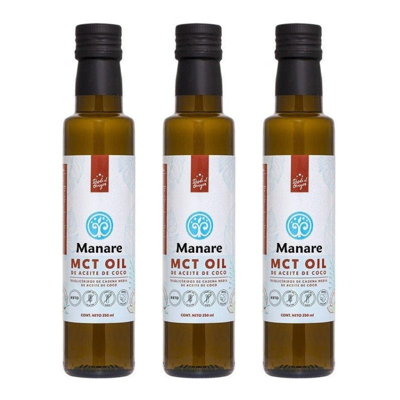 Pack 3 Aceite de coco mct 250 ml Manare - MANARE - Aldea Nativa