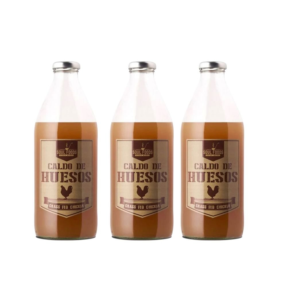 Pack 3 Caldos de Hueso de Pollo Soulfoods 930 Ml - SOULFOODS - Aldea Nativa