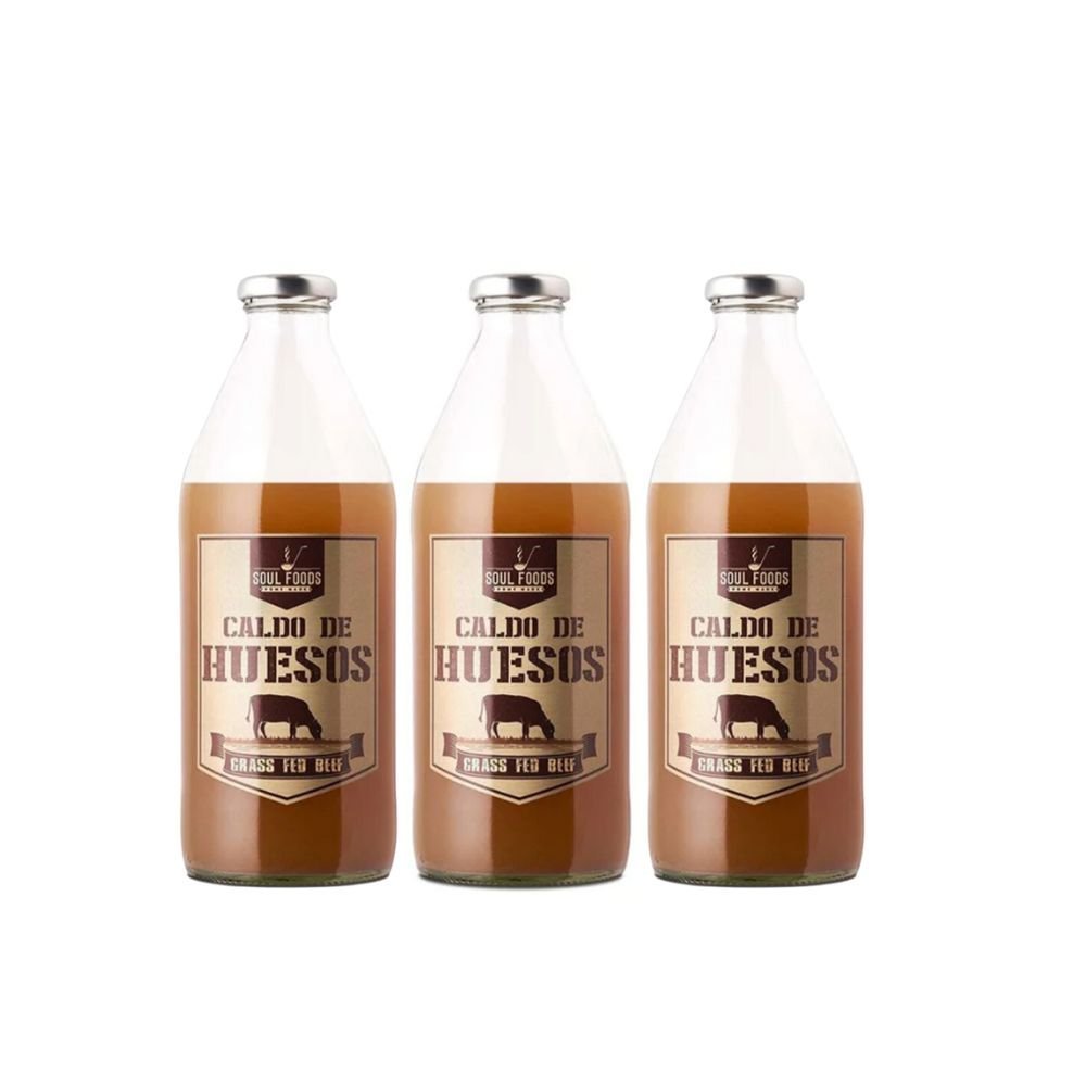Pack 3 Caldos de Hueso Sin Sal Soulfoods 930 Ml - SOULFOODS - Aldea Nativa