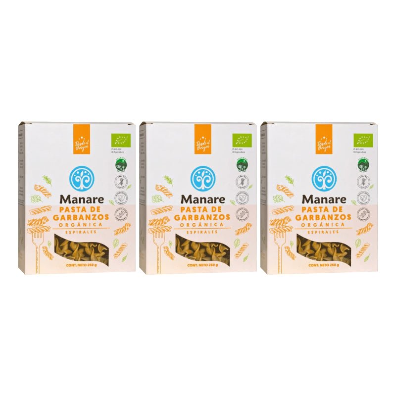 Pack 3 Espirales garbanzo org 250 gr Manare - MANARE - Aldea Nativa