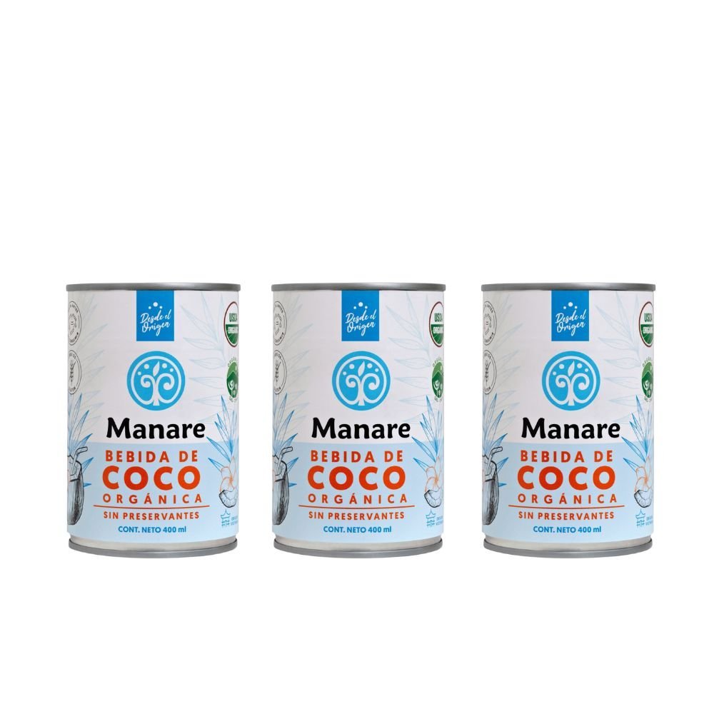 Pack 3 Leche Coco Org Manare 400 Ml - MANARE - Aldea Nativa