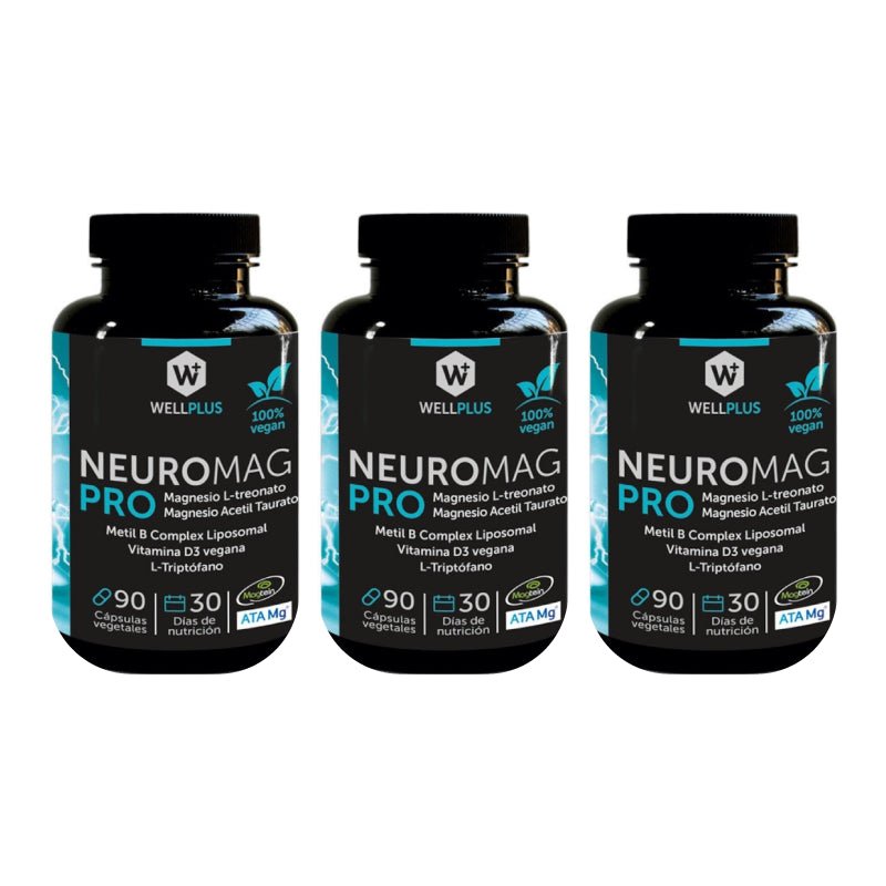 Pack 3 Neuro mag pro 90 cap Wellplus - WELLPLUS - Aldea Nativa