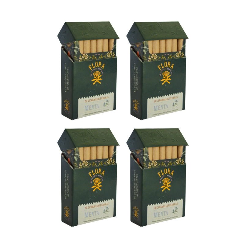 Pack 4 Cigarros herbales menta 20 un Flora - FLORA - Aldea Nativa