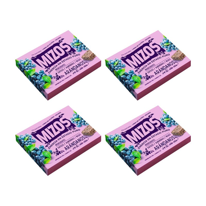 Pack 4 Estuche barrita sabor arandano 140 gr Mizos - MIZOS - Aldea Nativa