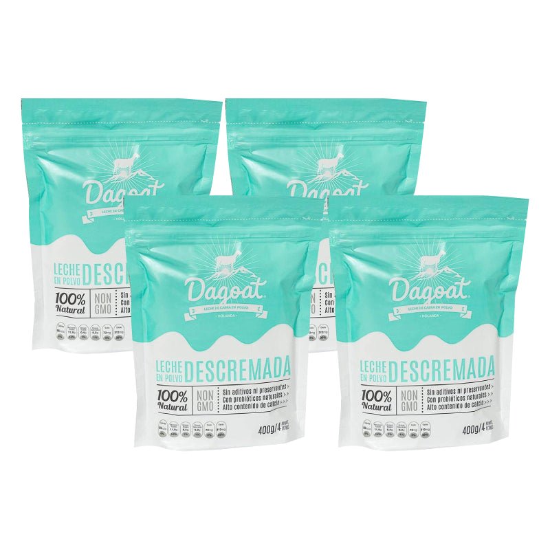 Pack 4 Leche de cabra descremada 400 gr Dagoat - DAGOAT - Aldea Nativa