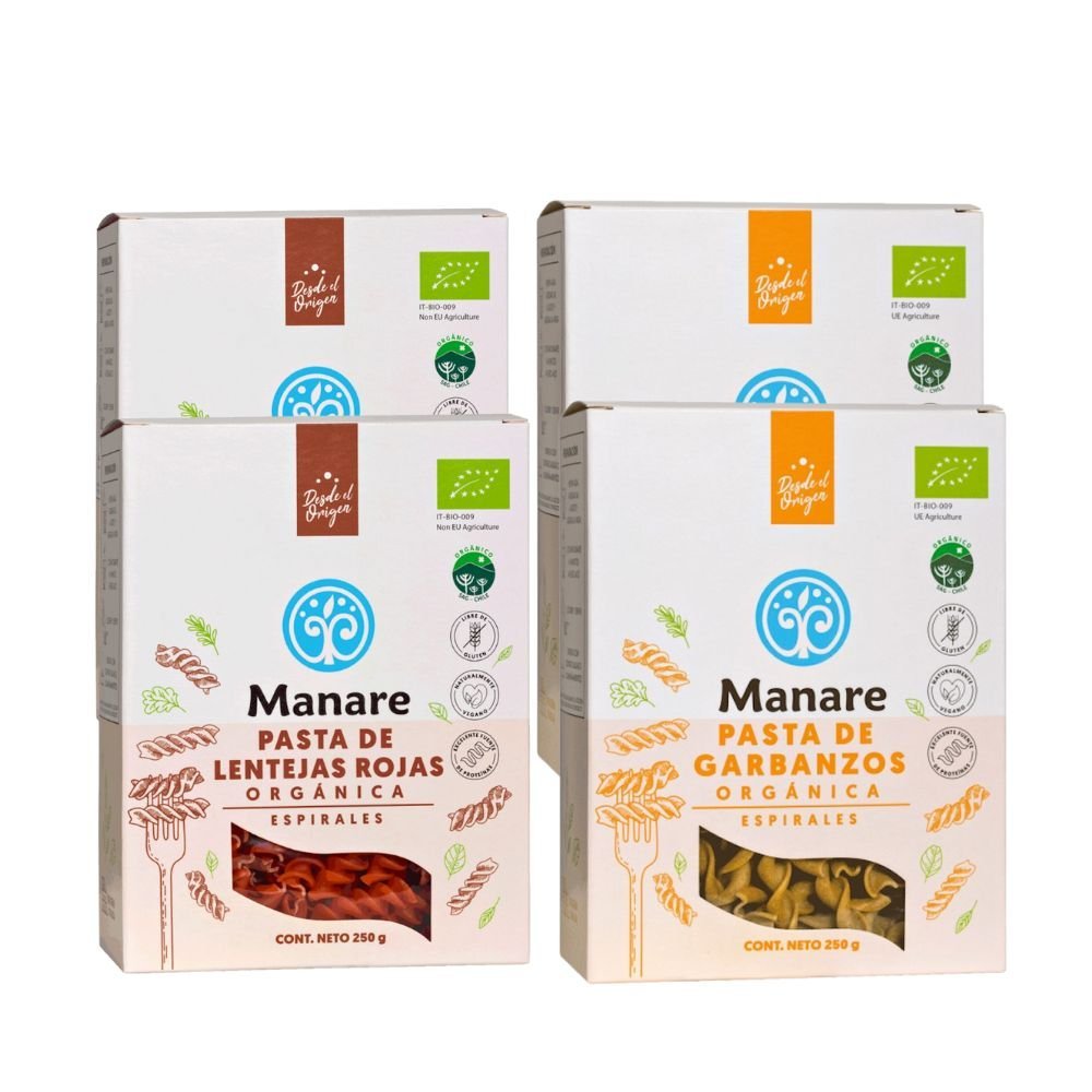 Pack 4 Mix Espirales Lenteja Roja y Garbanzo Org Manare 250 Gr - MANARE - Aldea Nativa