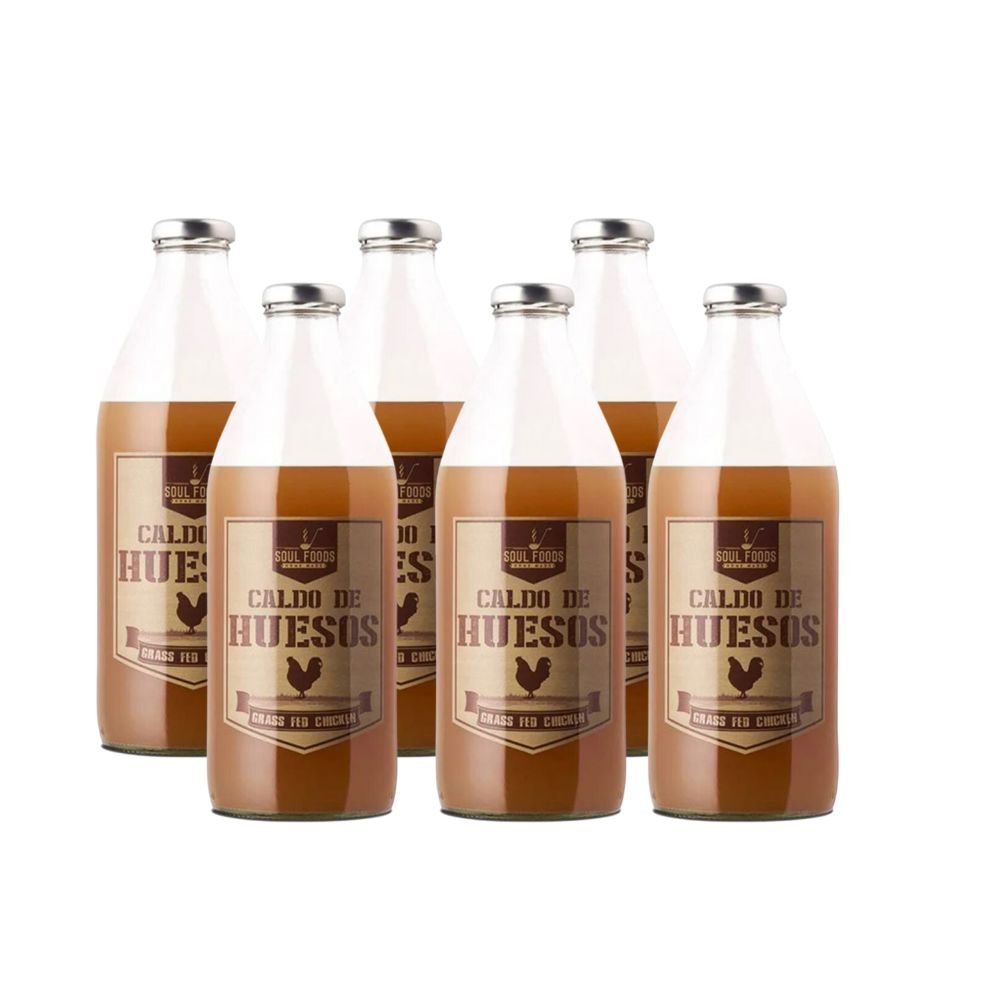 Pack 6 Caldo de Hueso de Pollo 930 Ml Soulfoods - SOULFOODS - Aldea Nativa