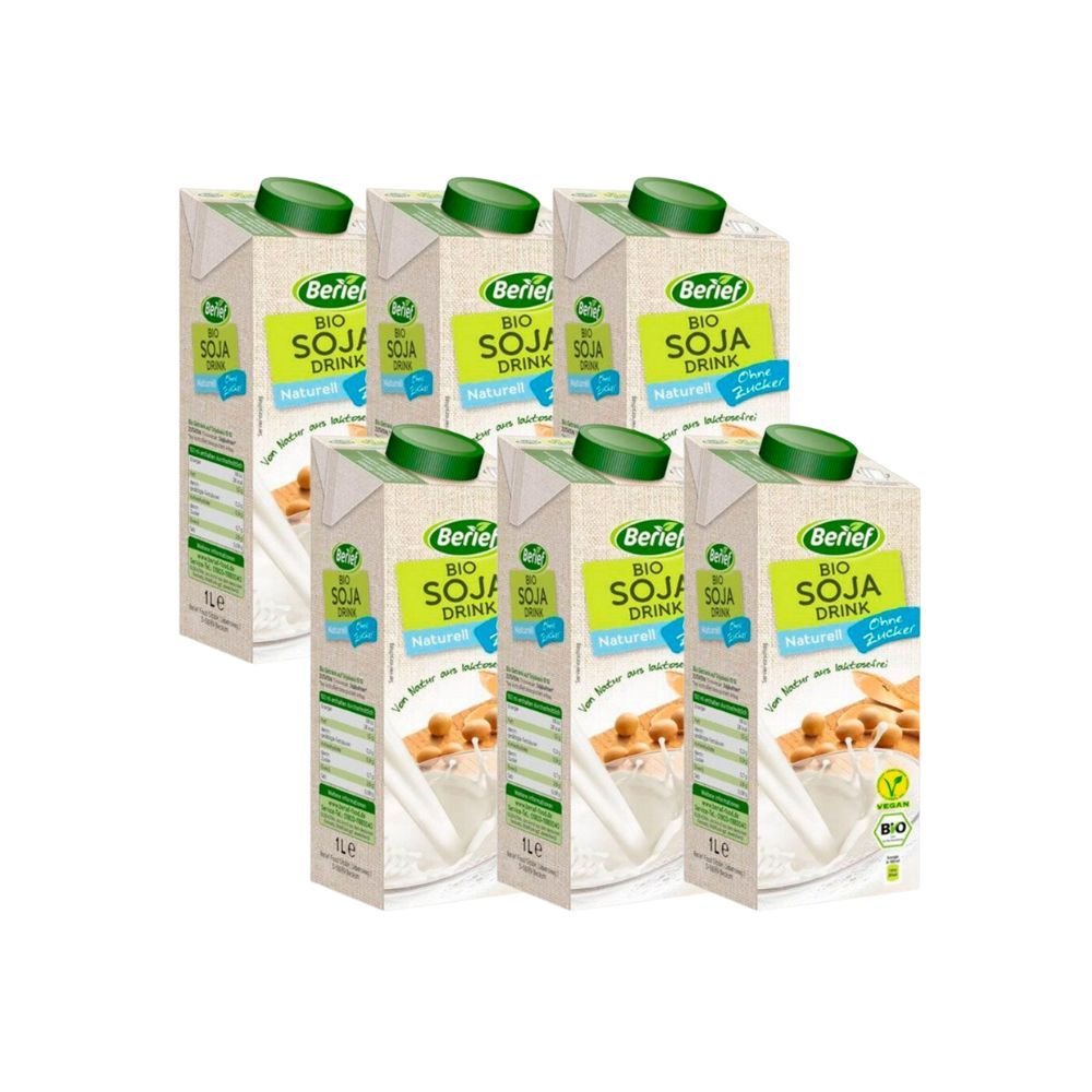 Pack 6 Leche de Soya Sin Azucar Organico Berief 1 Lt - BERIEF - Aldea Nativa