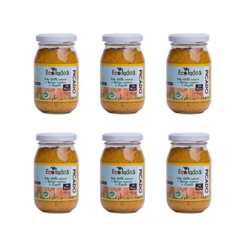 Pack 6 Picado Pollo 100% Natural con Quinoa y Zapallo Ecolados 200 Gr - ECOLADOS - Aldea Nativa