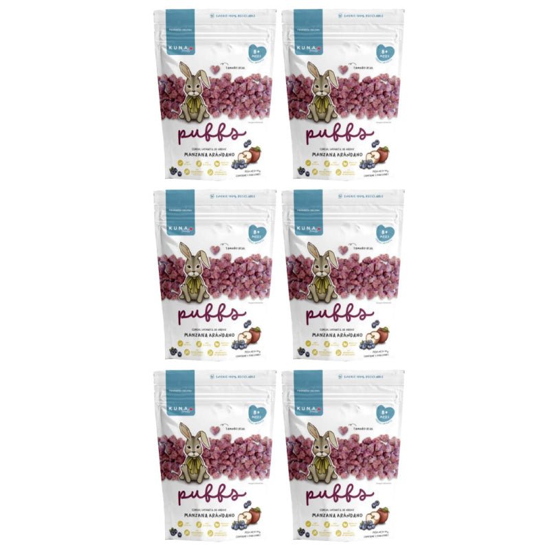 Pack 6 Puff manzana arandano 50 gr Kuna Foods - KUNA FOODS - Aldea Nativa