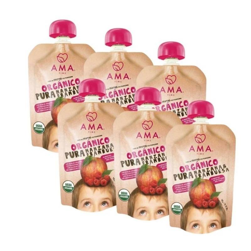 Pack 6 Pure Manzana Frambuesa Org Ama 90 Gr - AMA - Aldea Nativa