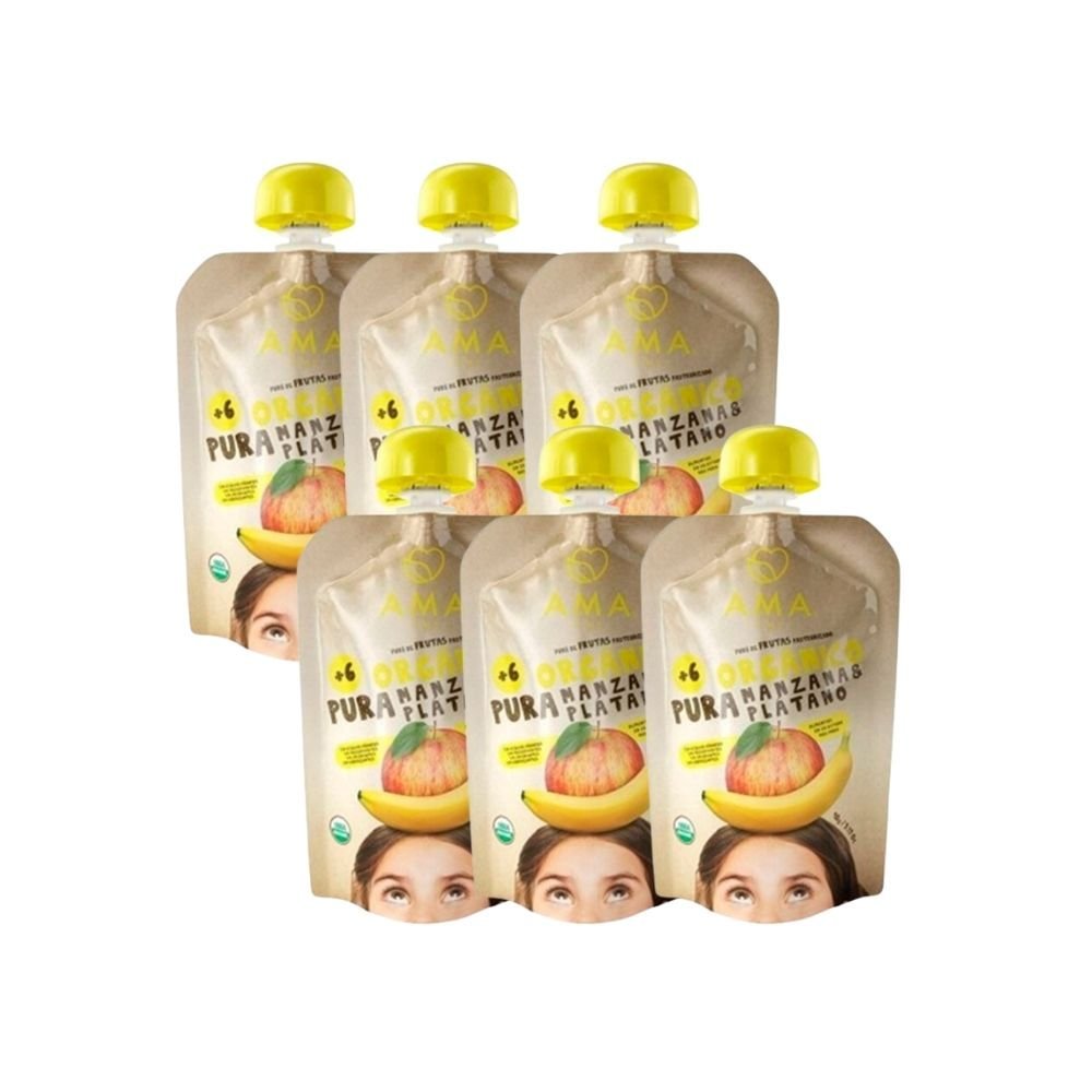 Pack 6 Pure Manzana Platano Org Ama 90 Gr - AMA - Aldea Nativa