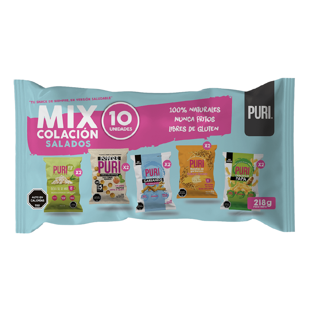 Pack colaciones mix salados 10 UN PURI - PURISNACKS - Aldea Nativa