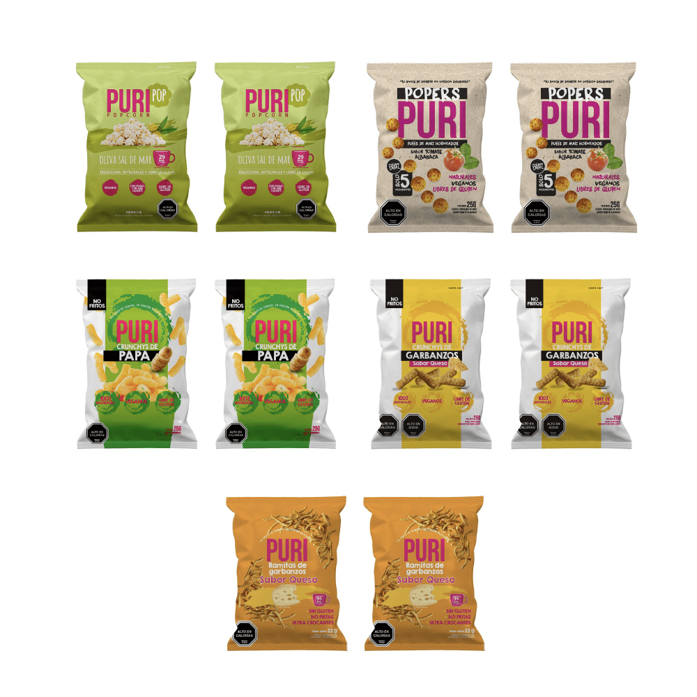 Pack colaciones mix salados 10 UN PURI - PURISNACKS - Aldea Nativa