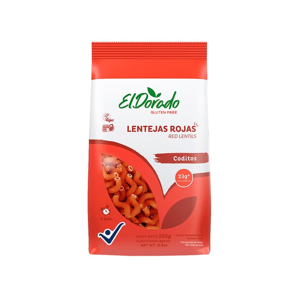 Pasta De Lentejas Rojas De Coditos El Dorado 250 Gr - EL DORADO - Aldea Nativa