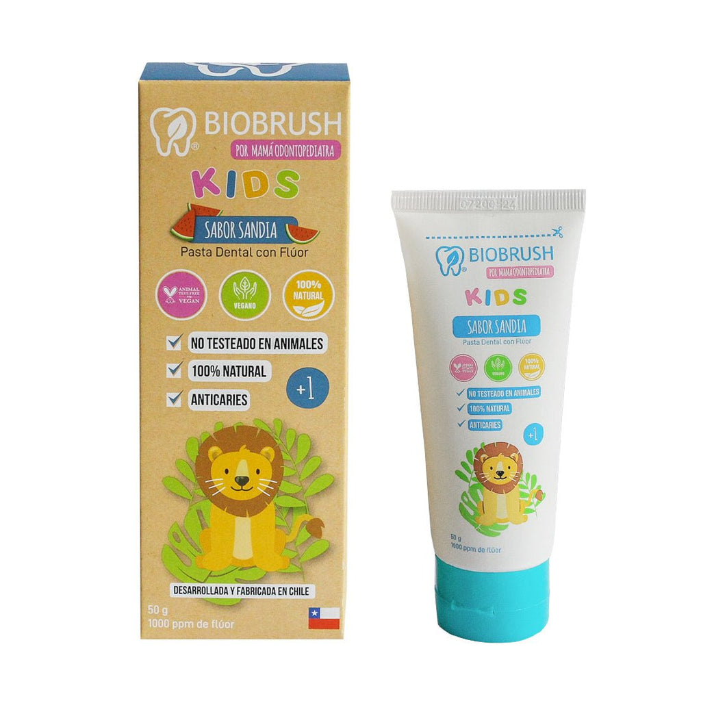 Pasta dental natural Kids Sandia con fluor 50 gr BioBrush - BIOBRUSH - Aldea Nativa