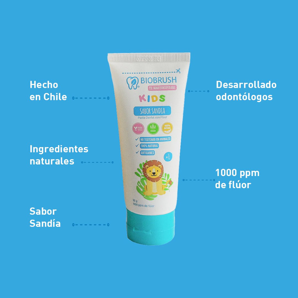 Pasta dental natural Kids Sandia con fluor 50 gr BioBrush - BIOBRUSH - Aldea Nativa