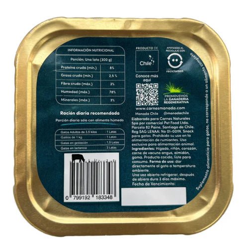 Pate de vacuno para gatos 300 gr Manada - MANADA - Aldea Nativa