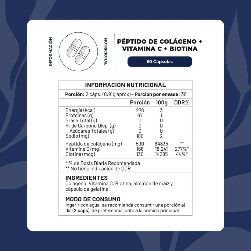 Péptidos de colágeno + Biotina + Vitamina C plus 60 cap KARUN LIFE - KARUN LIFE - Aldea Nativa
