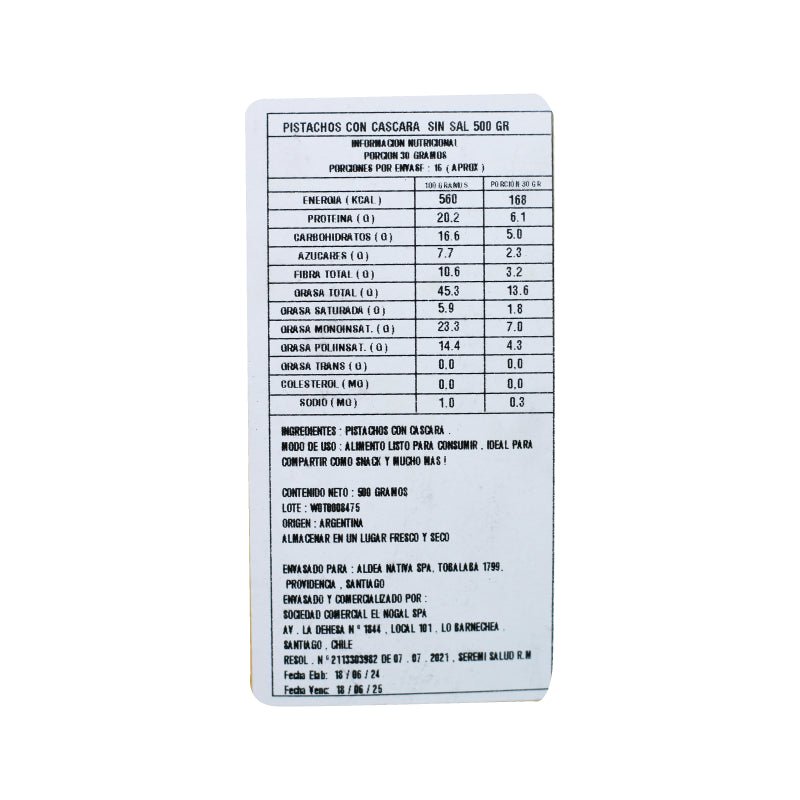 Pistachos Con Cascara Sin Sal Aldea Nativa 500 Gr - ALDEA NATIVA - Aldea Nativa