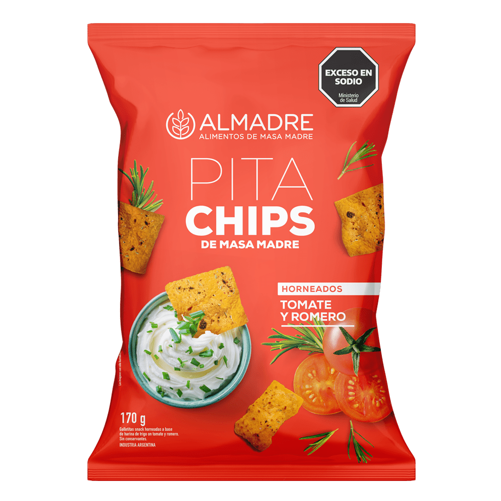 Pita chips Tomate romero 170 gr Almadre - ALMADRE - Aldea Nativa