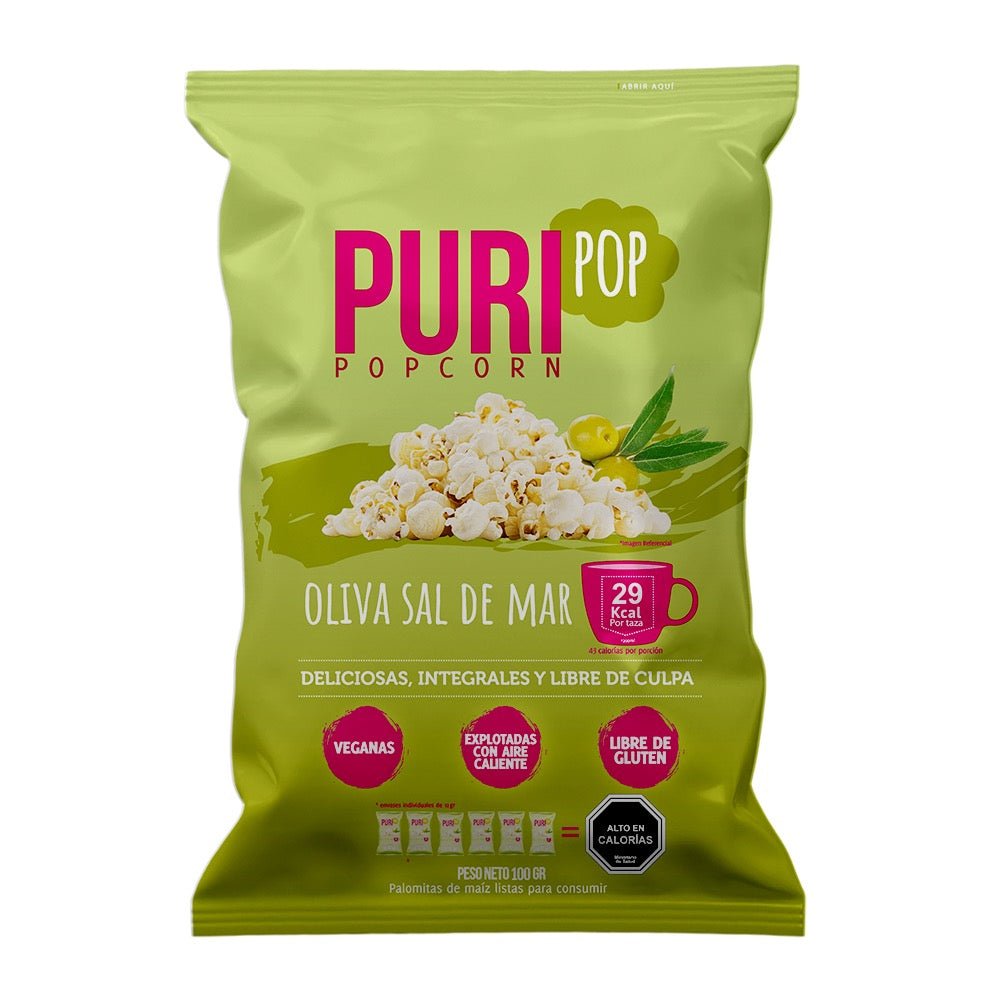 Popcorn Sal de Mar Puripop 100 Gr - PURISNACKS - Aldea Nativa