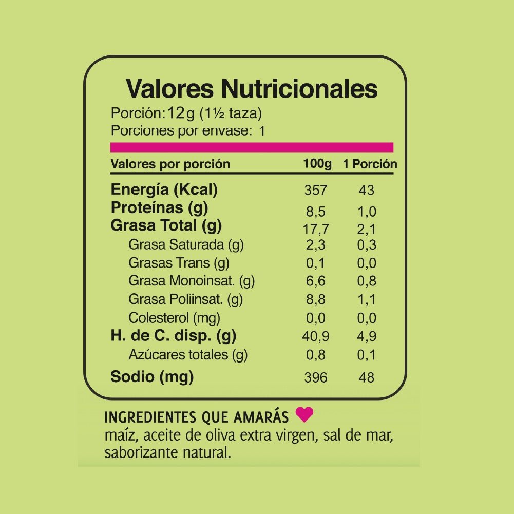 Popcorn Sal de Mar Puripop 12 Gr - PURISNACKS - Aldea Nativa