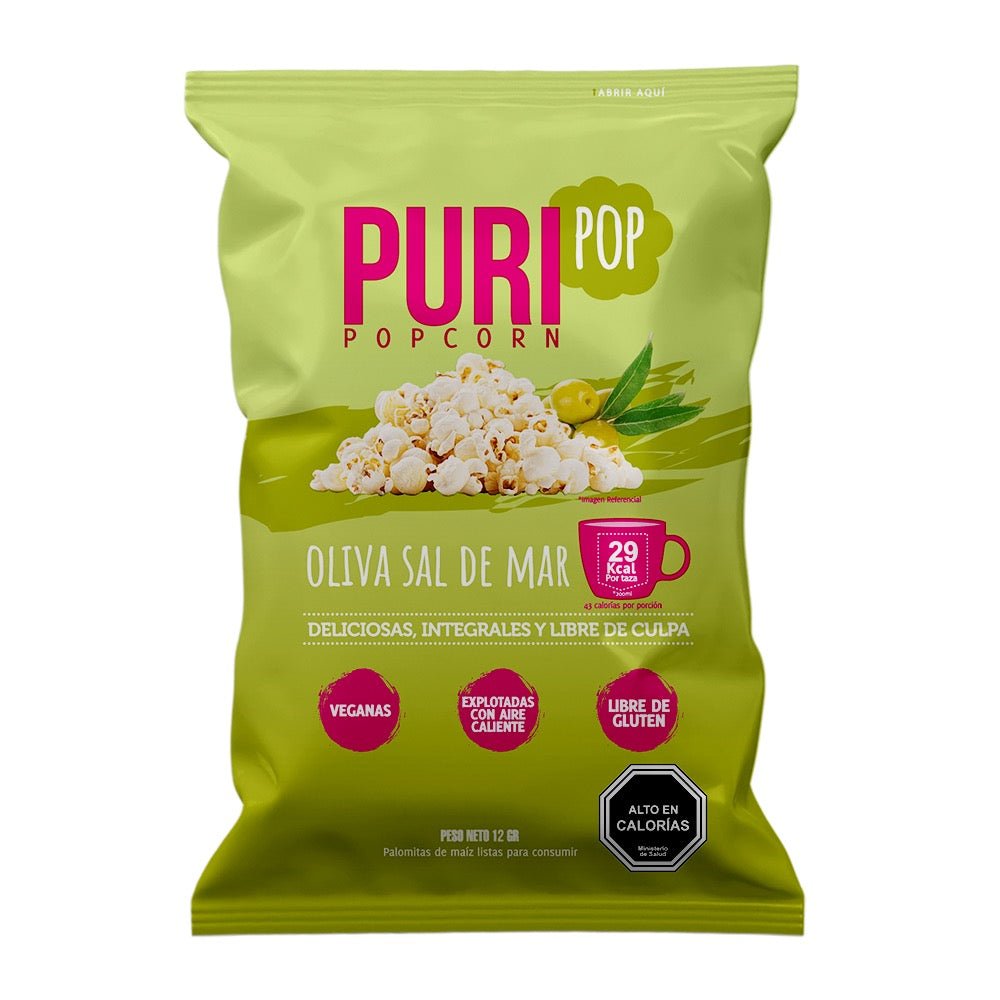Popcorn Sal de Mar Puripop 12 Gr - PURISNACKS - Aldea Nativa