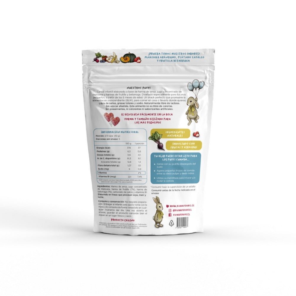 Puffs Frutilla Betarraga Kuna Foods 50 Gr - KUNA FOODS - Aldea Nativa