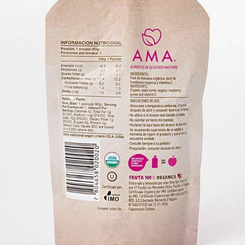 Pure Manzana Frambuesa Org Ama 90 Gr - AMA - Aldea Nativa