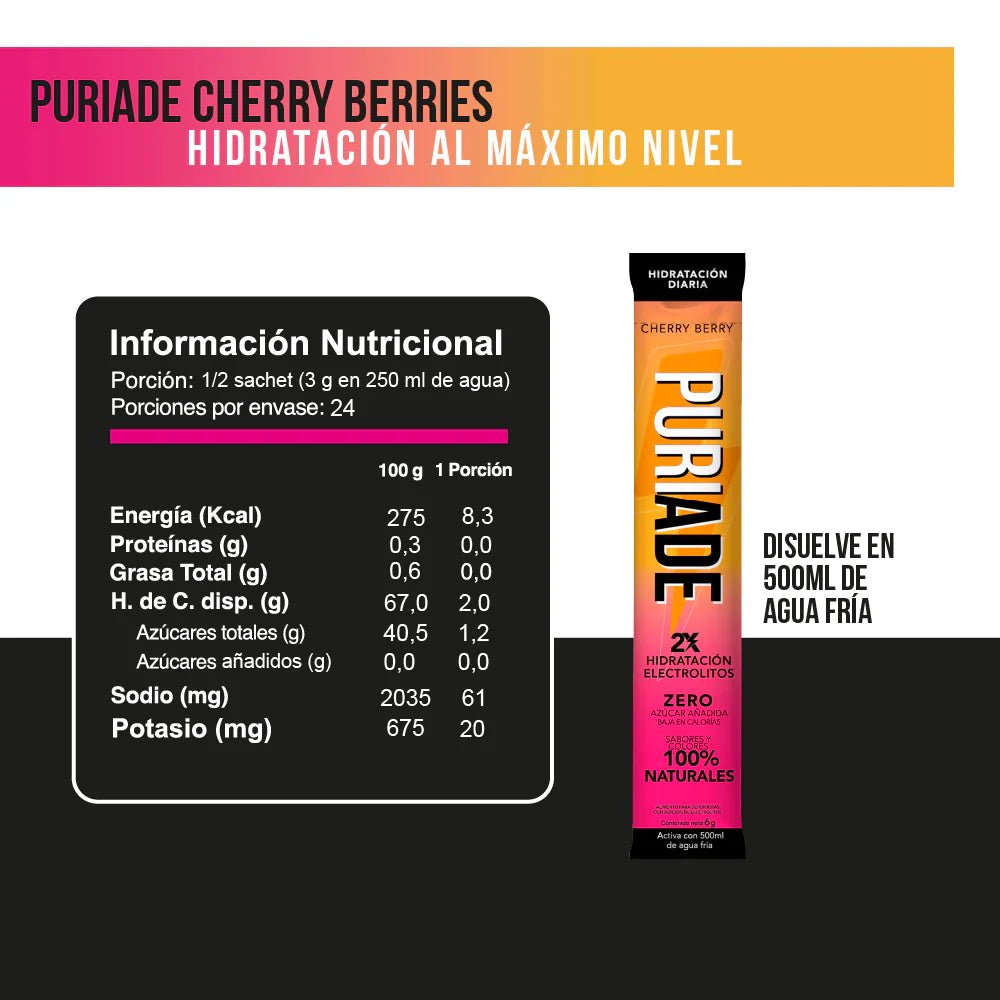 Puri Cherry Bery Doypack 12 un Drikpuri - PURIDRINKS - Aldea Nativa