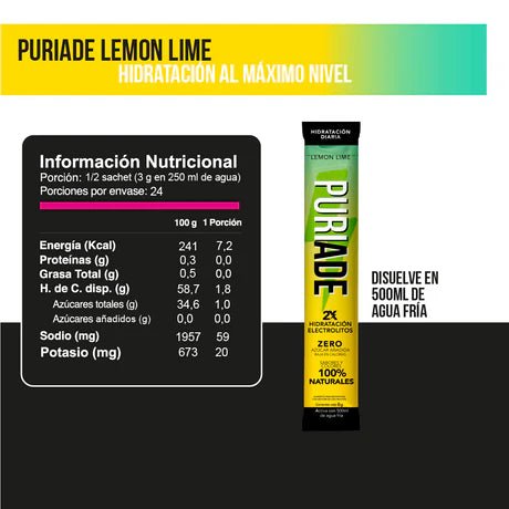 Puri Lemon Lime Doypack 12 un Drinkpuri - PURIDRINKS - Aldea Nativa