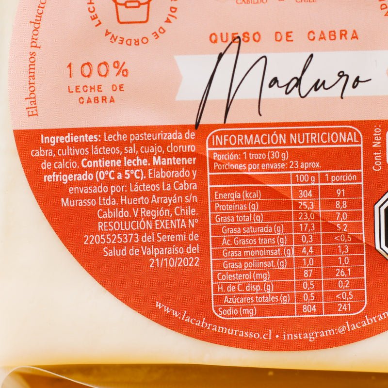 Queso De Cabra Maduro La Cabra Murasso 200 Gr - LA CABRA MURASSO - Aldea Nativa
