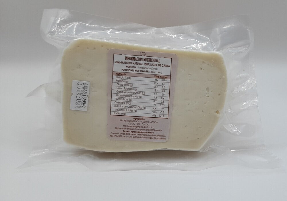 Queso de cabra semi maduro natural 200 gr Fundación Origen - FUNDACION ORIGEN - Aldea Nativa