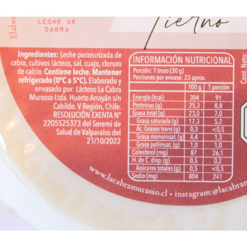Queso De Cabra Tierno La Cabra Murasso 450 Gr - LA CABRA MURASSO - Aldea Nativa