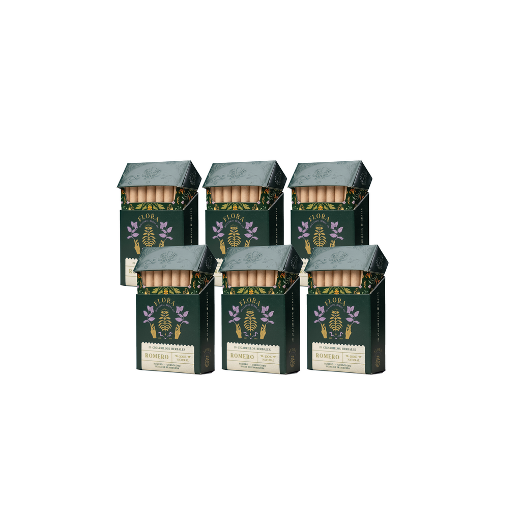 Pack 6 Cajetilla Cigarros Herbales Romero Flora 20 Un