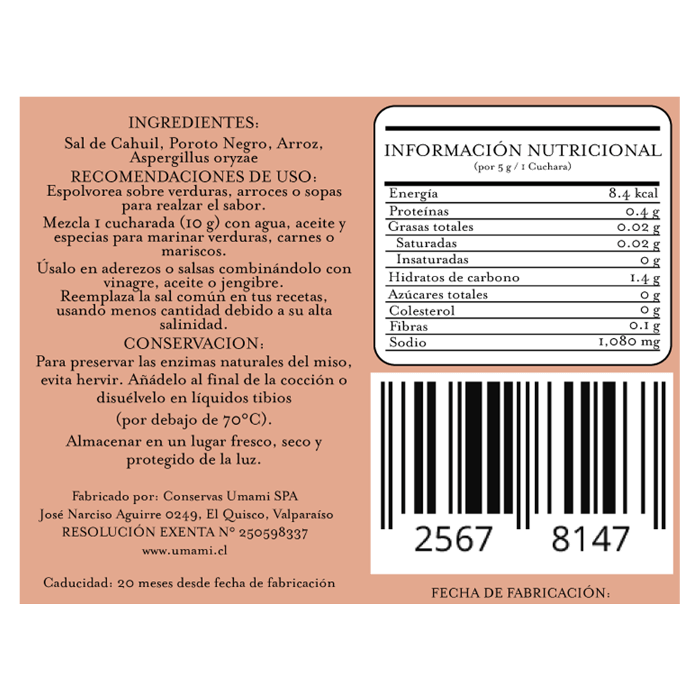 Sal de Koji poroto negro 80 gr Umami - UMAMI - Aldea Nativa