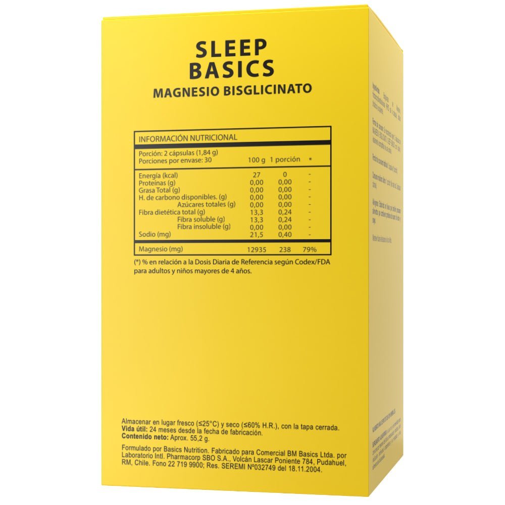 Sleep Basics Magnesio Bisglicinato Basics Nutrition 60 Cap - BASICS NUTRITION - Aldea Nativa