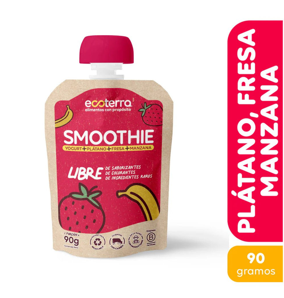 Smoothie Frutilla plátano 90 gr Ecoterra - ECOTERRA - Aldea Nativa