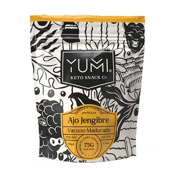 Snack Carne Sabor Ajo Jengibre Yumi Keto Snack 75 Gr (Fecha Venc. 21/06) - YUMI KETO SNACK - Aldea Nativa
