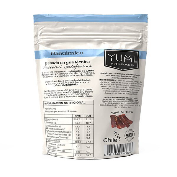 Snack Carne Sabor VinaGre Balsámico yumi Keto Snack 75 Gr - YUMI KETO SNACK - Aldea Nativa